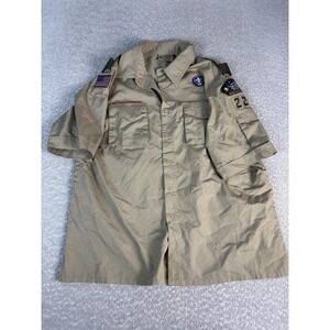 Boy Scouts Of America Shirt Mens Large Beige Short Sleeve Uniform Troop 22